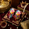 Flower Bead Earrings – Handcrafted Vibrant Multicolor Crystals