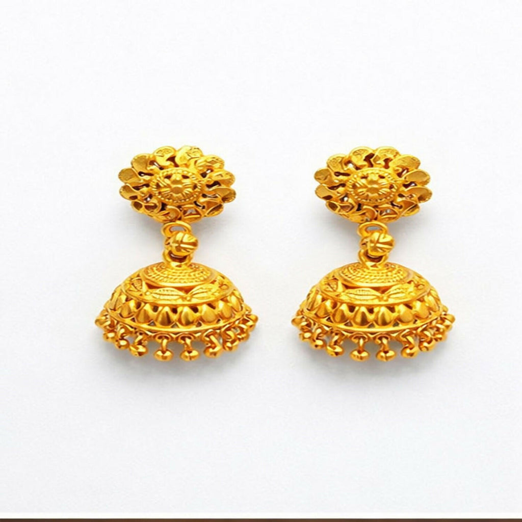 Gold Plated Traditional Jhumka Earrings – Lightweight & Elegant