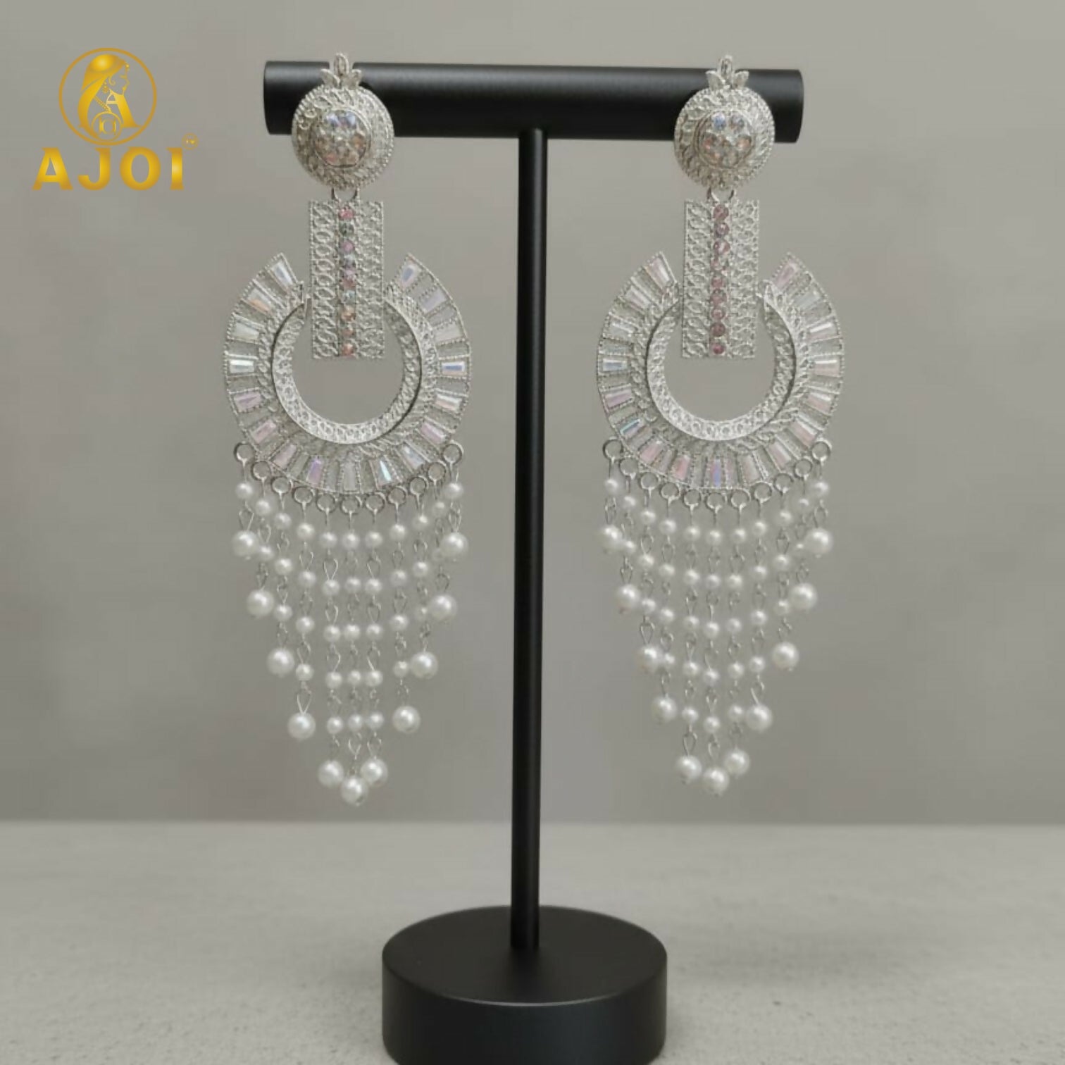 Pearl Tassel Earrings – Elegant Silver-Tone Statement Jewelry