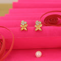 Gold Butterfly Diamond Stud Earrings – Elegant Heart Design