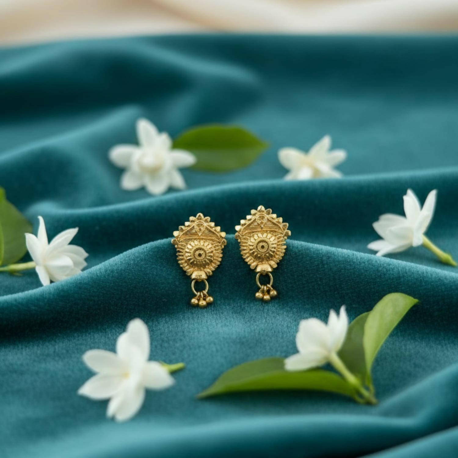 Golden Jhumka Earrings – Lightweight Traditional Jewellery for Women