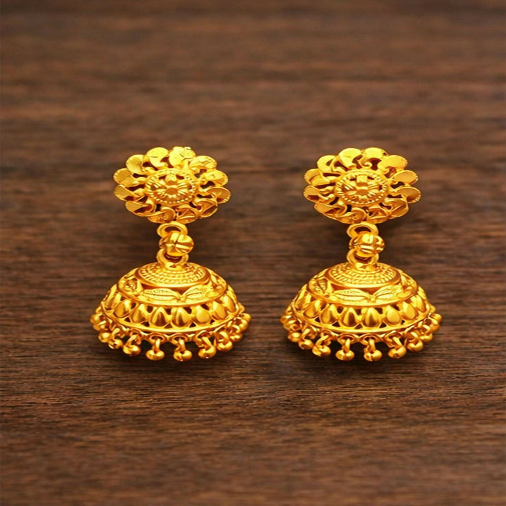 Gold Plated Traditional Jhumka Earrings – Lightweight & Elegant