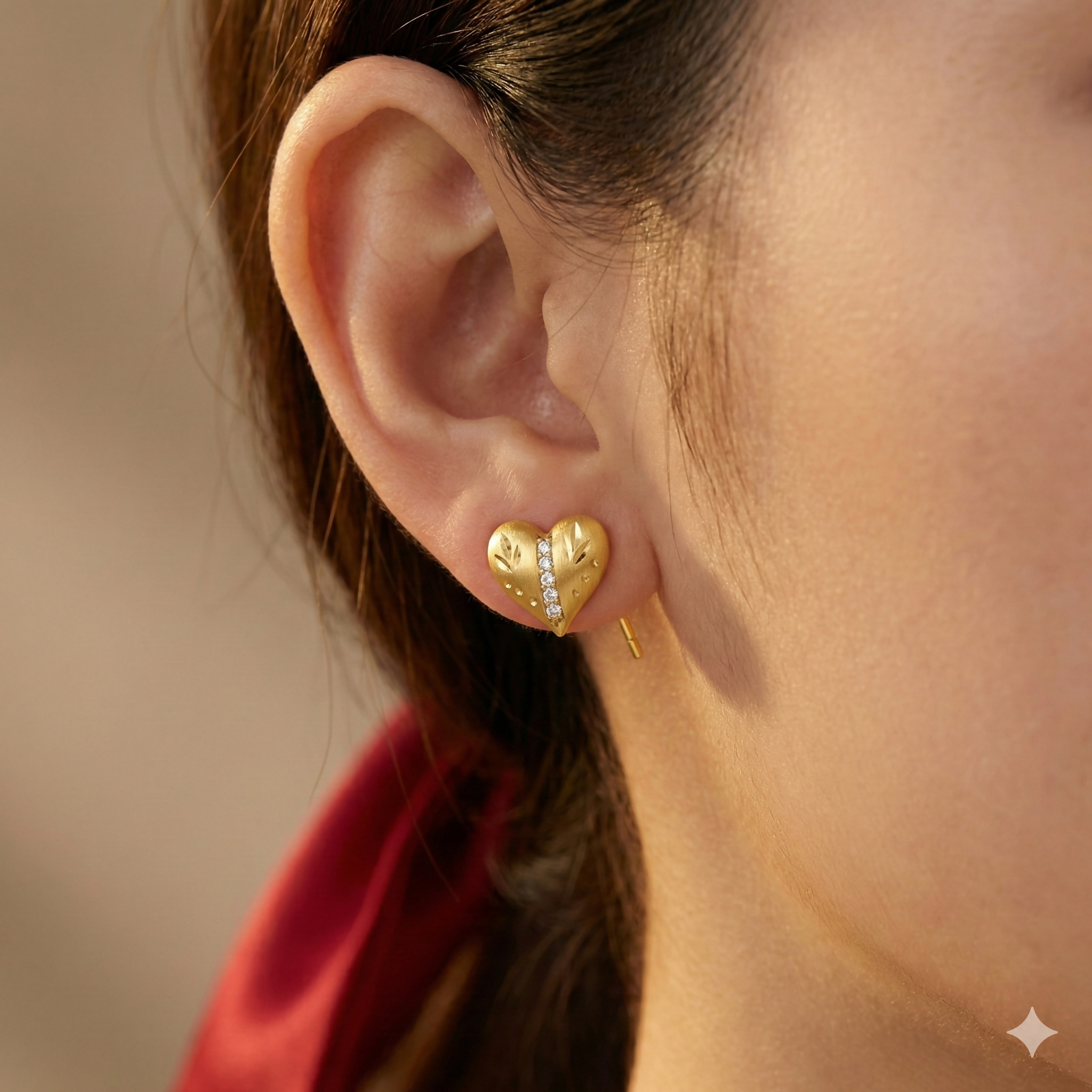 Heart Stud Earrings – Gold Plated with Sparkling Cubic Zirconia