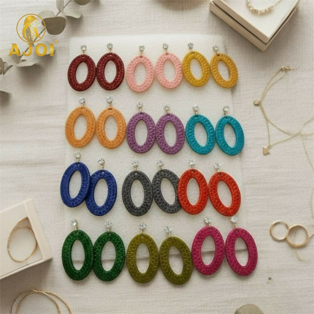 Textured Oval Drop Earrings – Lightweight & Colorful Handmade