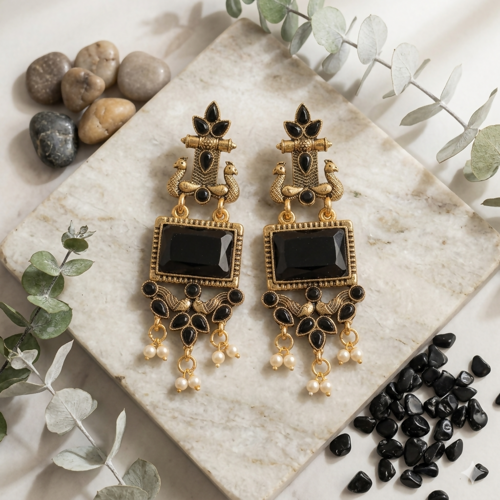 Traditional Pearl Drop Earrings – Elegant Ethnic Jewellery for Weddings