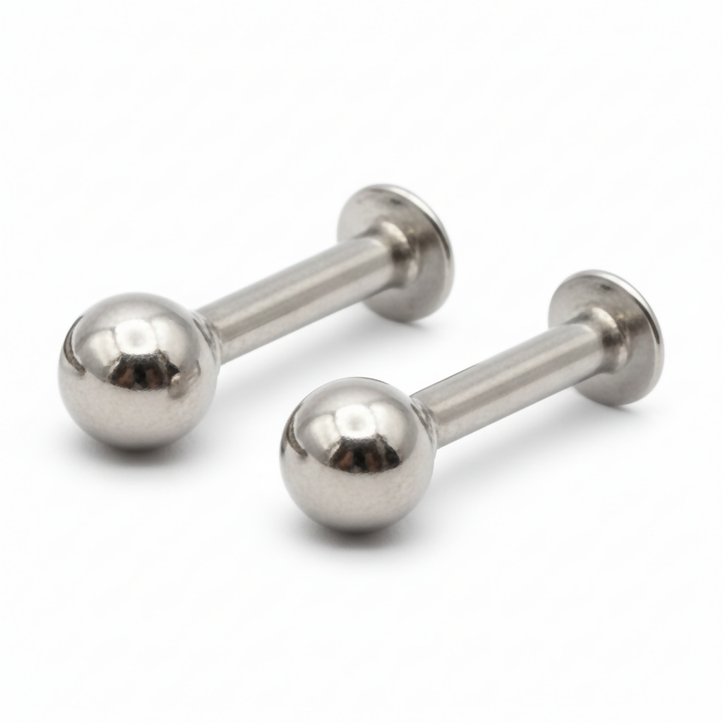 Titanium Ball Stud Earrings – Comfortable Flat Back Labret Piercing Combo