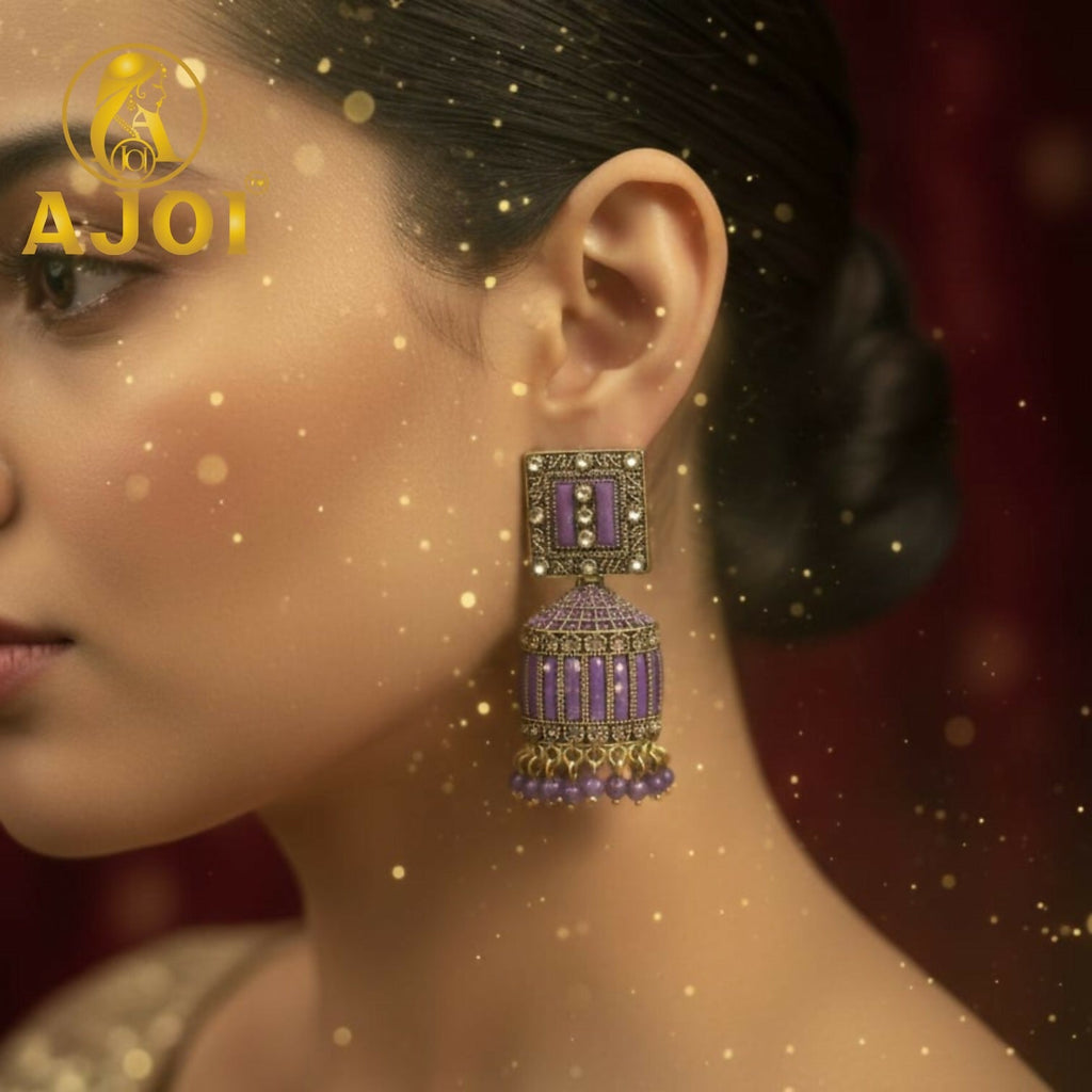 Lavender Purple Designer Earrings – Elegant Beaded Drops
