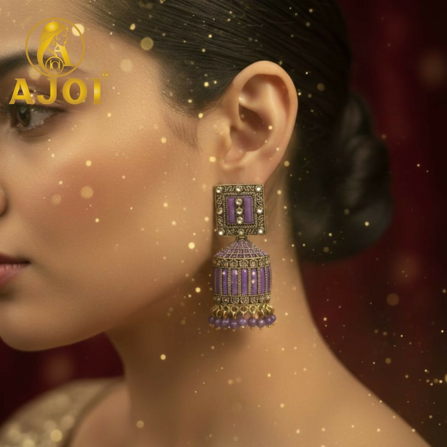 Lavender Purple Designer Earrings – Elegant Beaded Drops