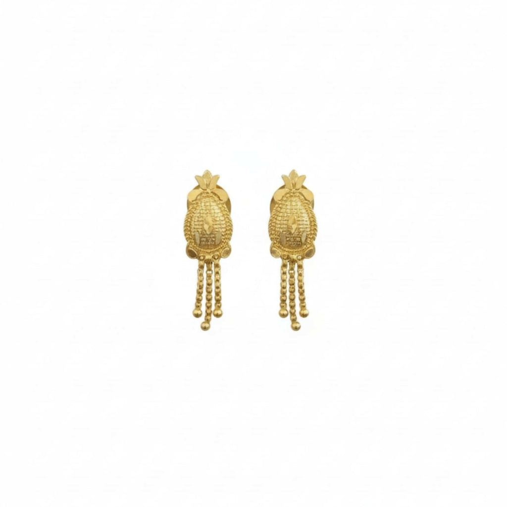 Golden Jhumka Earrings – Traditional 3 Line Fancy Jewellery