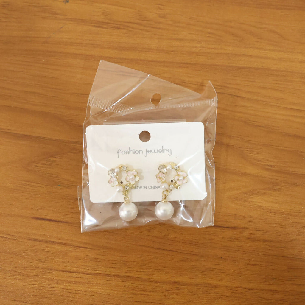 Rose Pearl Stud Earrings – Elegant Gold Floral Jewellery