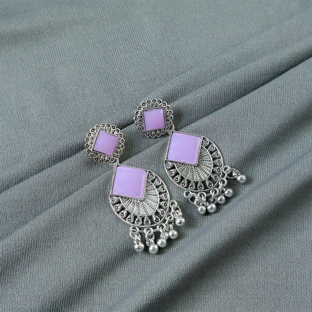 Oxidized Silver Plated Dangle Earrings – Traditional Indian Charm