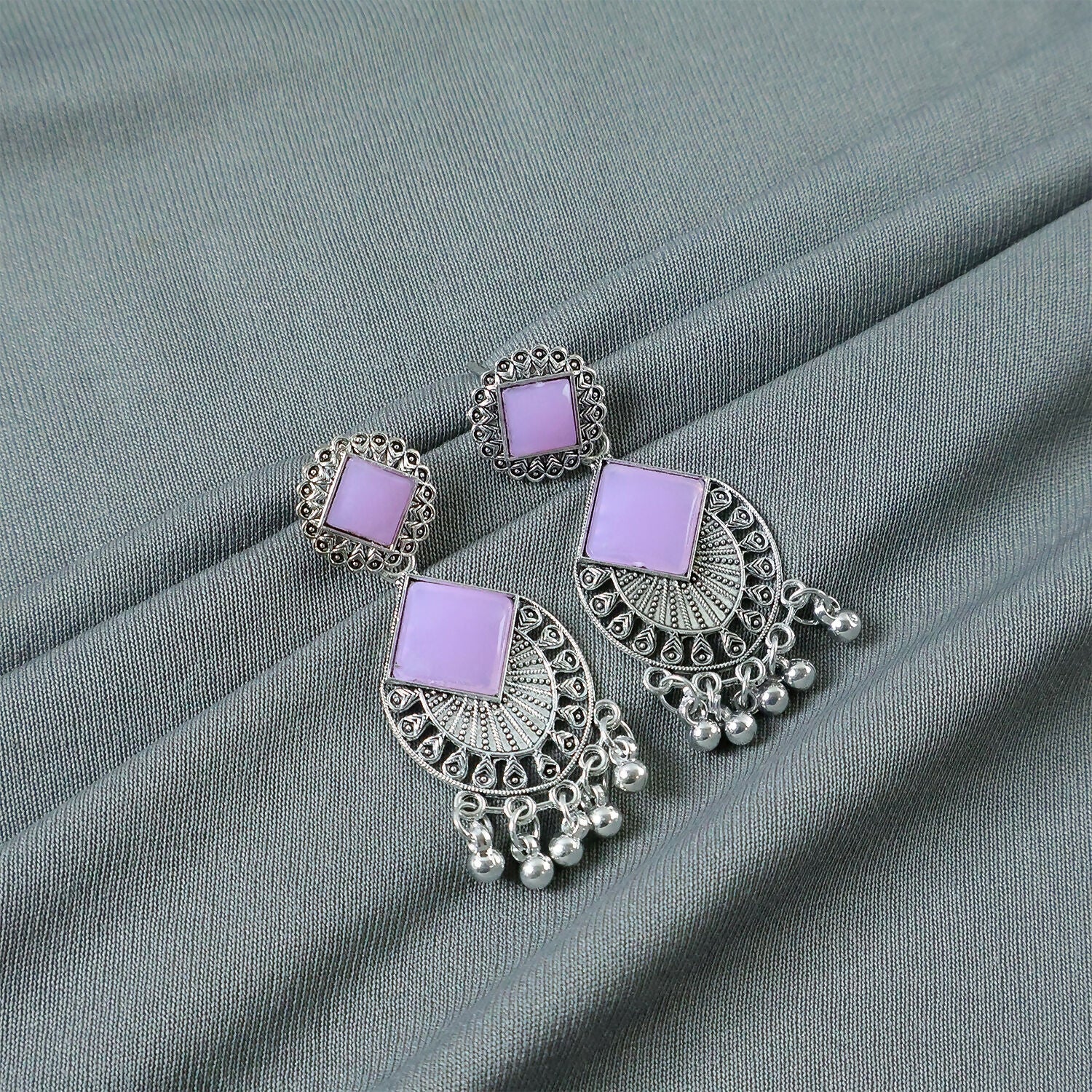 Oxidized Silver Plated Dangle Earrings – Traditional Indian Charm