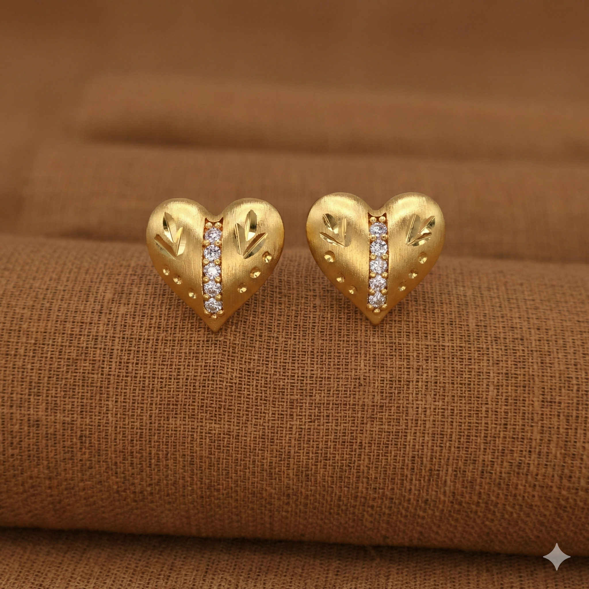 Heart Stud Earrings – Gold Plated with Sparkling Cubic Zirconia