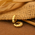 Gold Plated Matte Beaded Huggie Earrings – Elegant Everyday Hoop