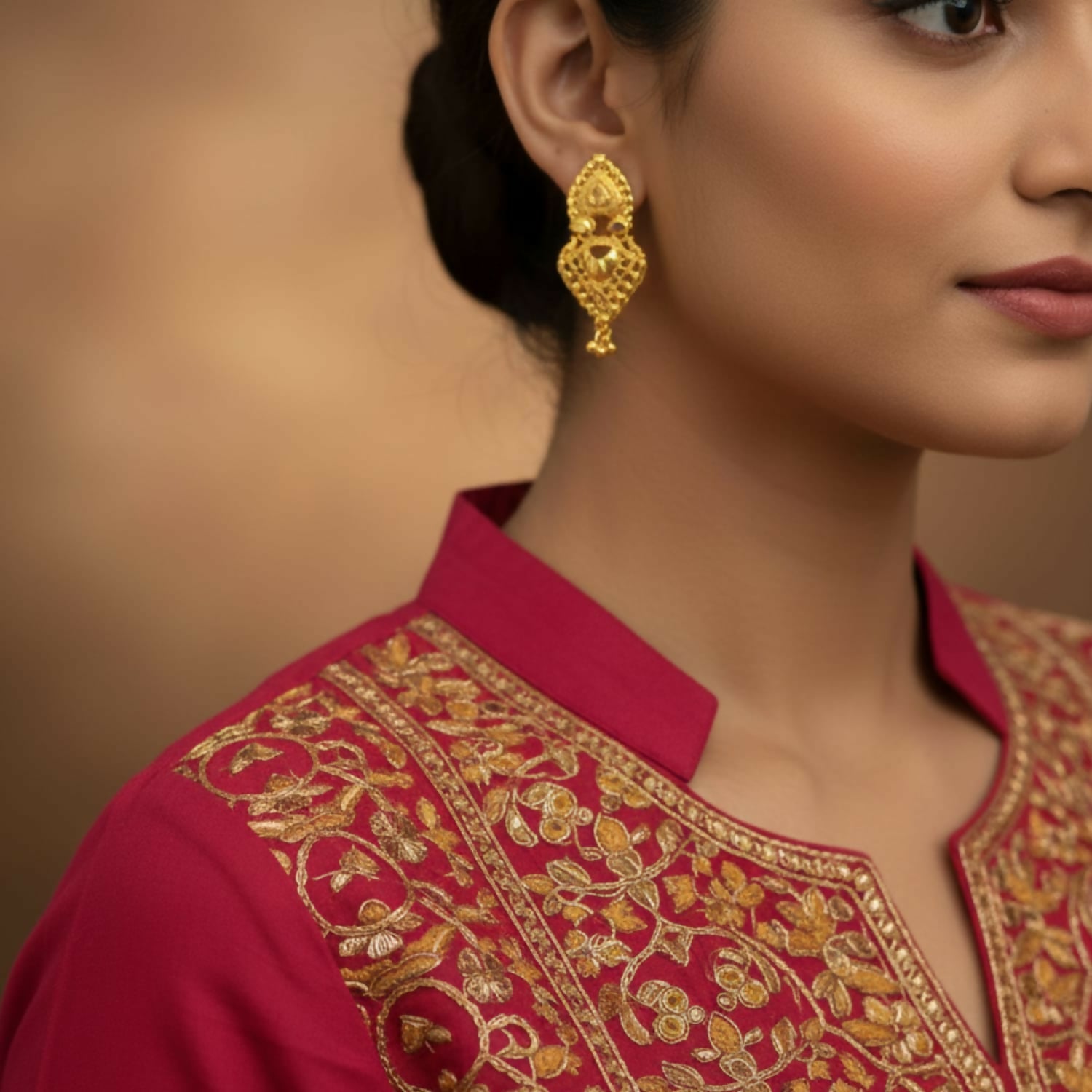 Gold Tone Jhumka Earrings – Traditional & Modern Fusion Design