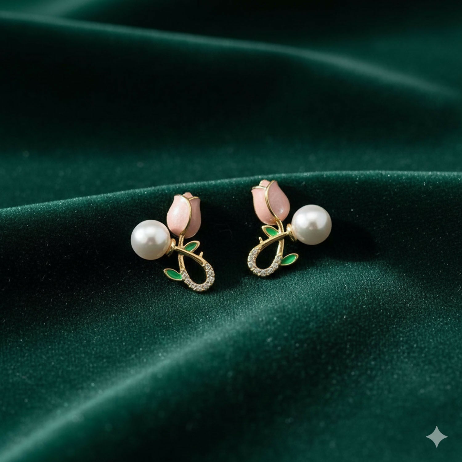Pink Tulip Pearl Earrings – Elegant Korean Style Accessories