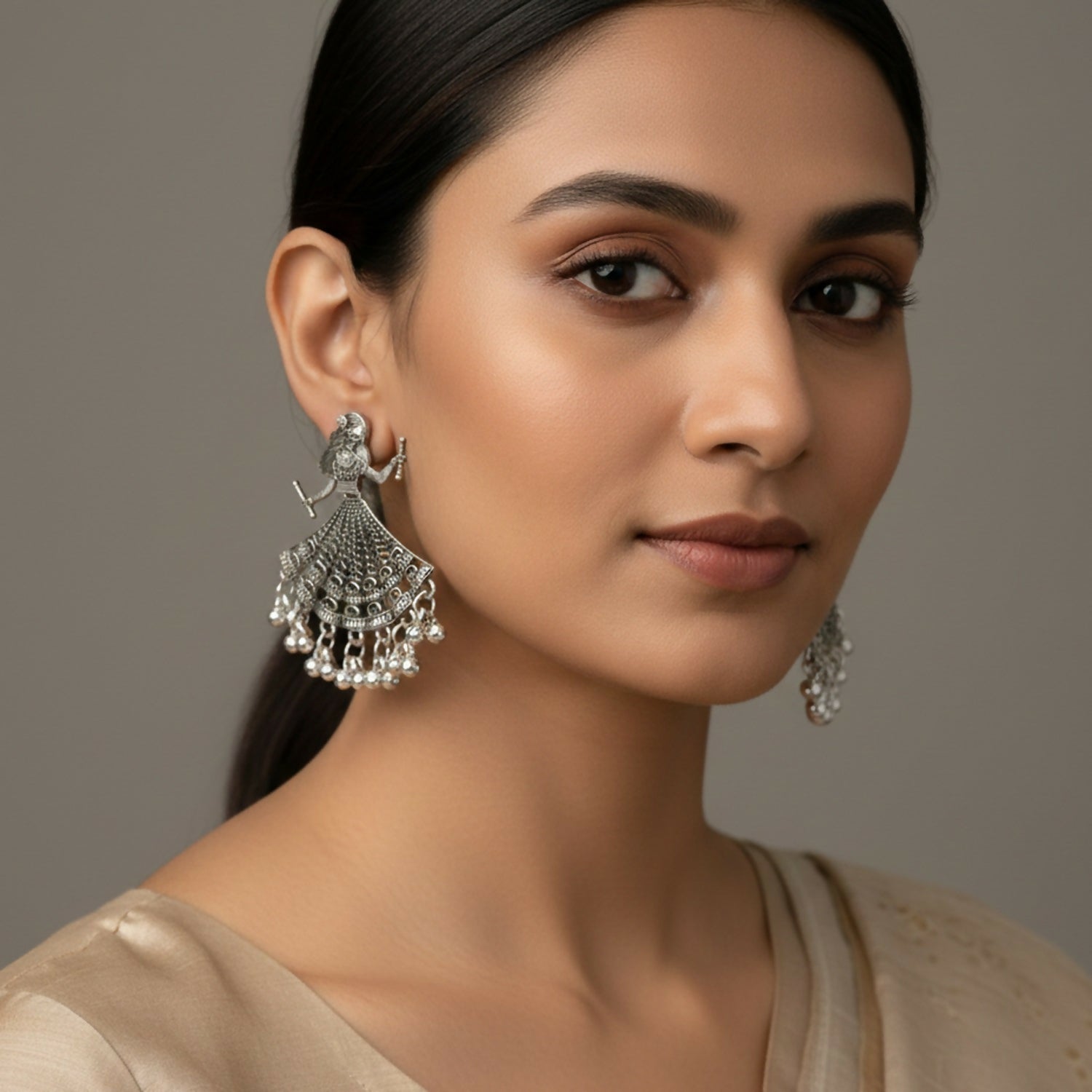 Oxidised Jhumka Earrings – Dancing Doll Ghungroo Design