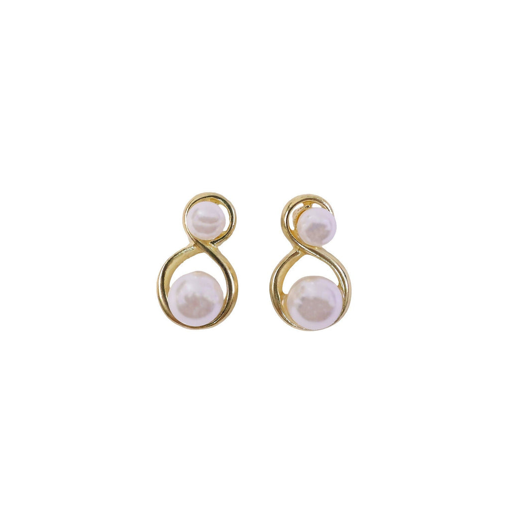 Korean Pearl Stud Earrings – Elegant Infinity Design