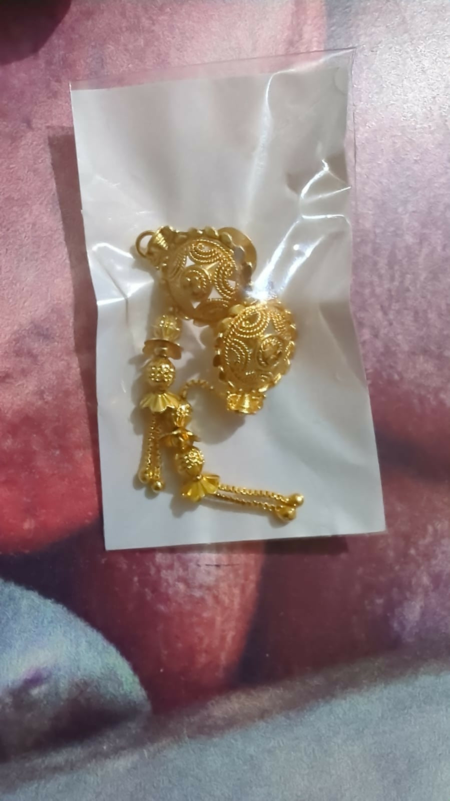 Gold-Plated Jhumka Earrings – Traditional Fancy Beads for Women