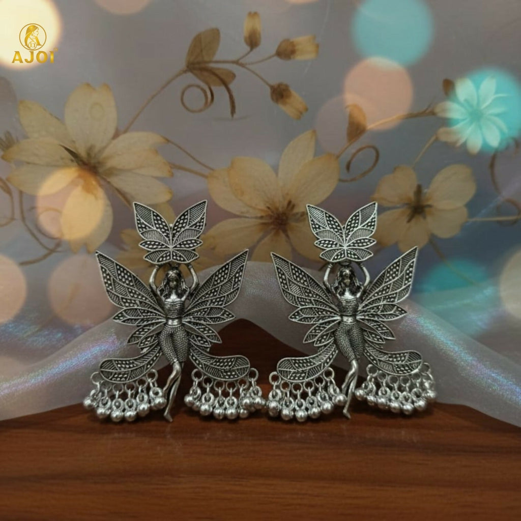 Fairy Wing Oxidized Silver Earrings – Lightweight Statement Design
