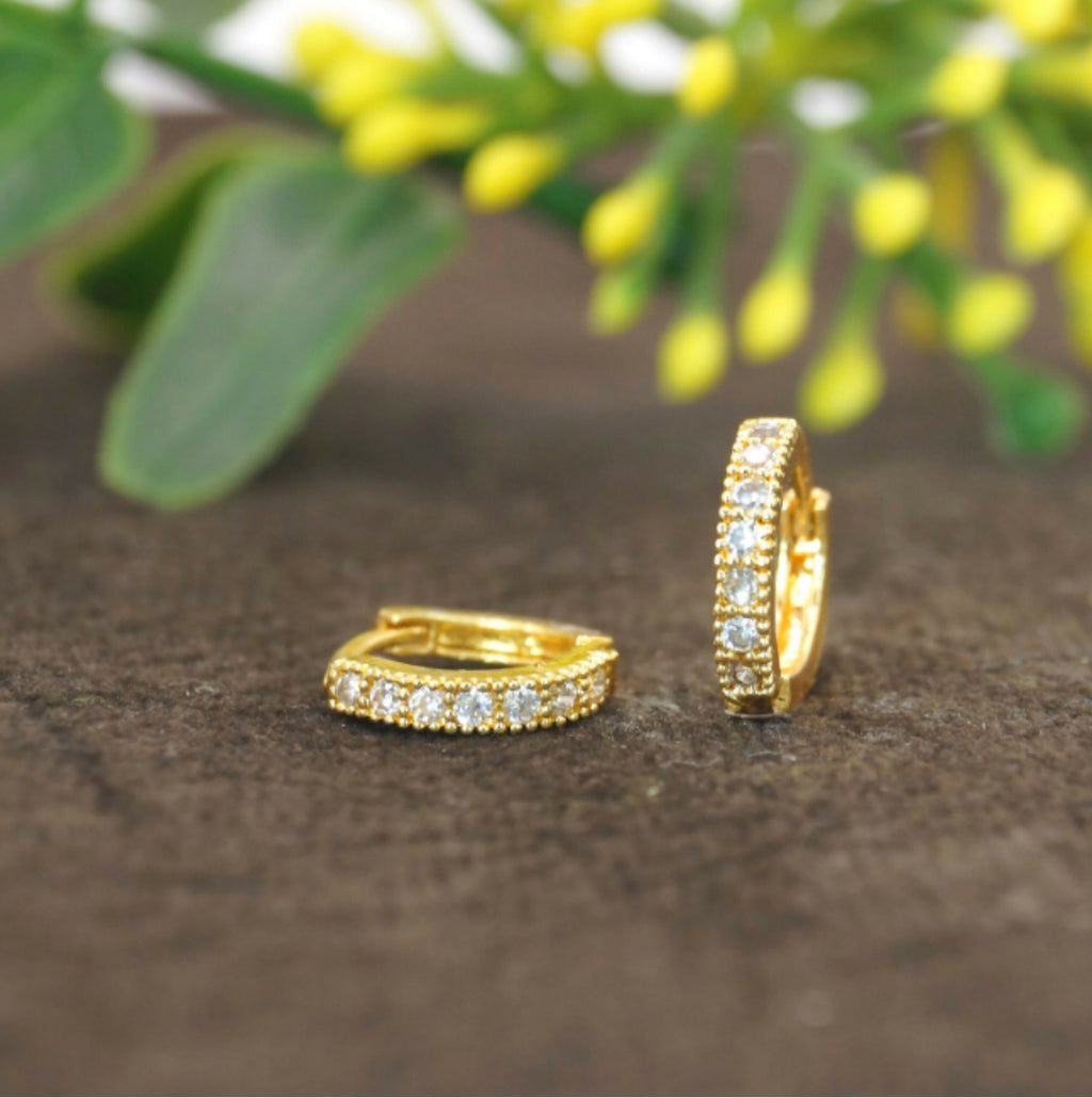Gold Plated Huggie Hoop Dangler Earrings – Elegant Daily Wear