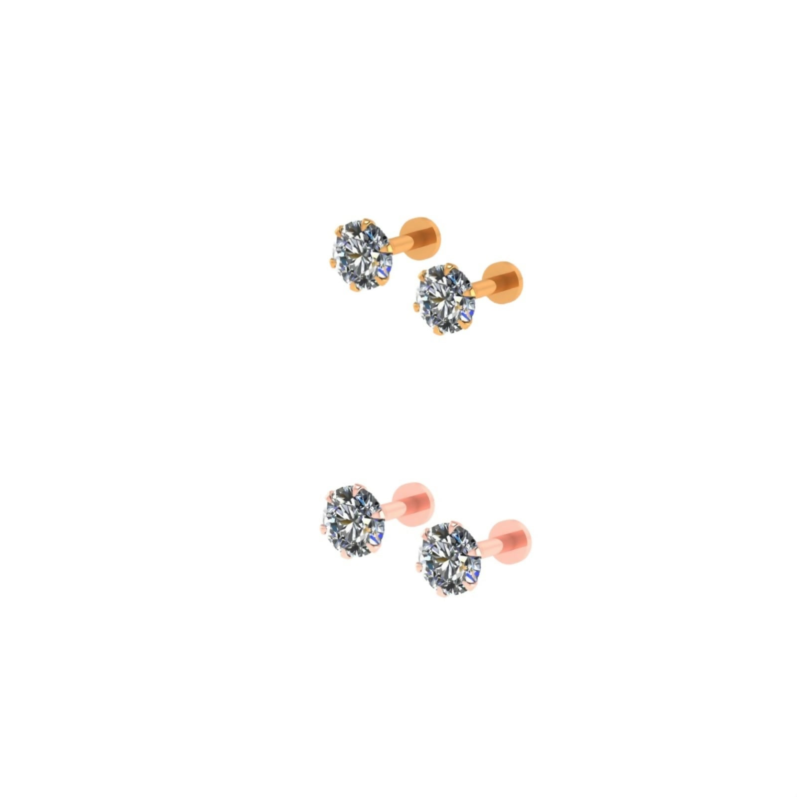 Flat Back Round AD Solitaire Stud Earrings – Comfortable & Elegant