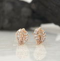 Rose Gold Leaf Stud Earrings – Elegant Sparkle for Women