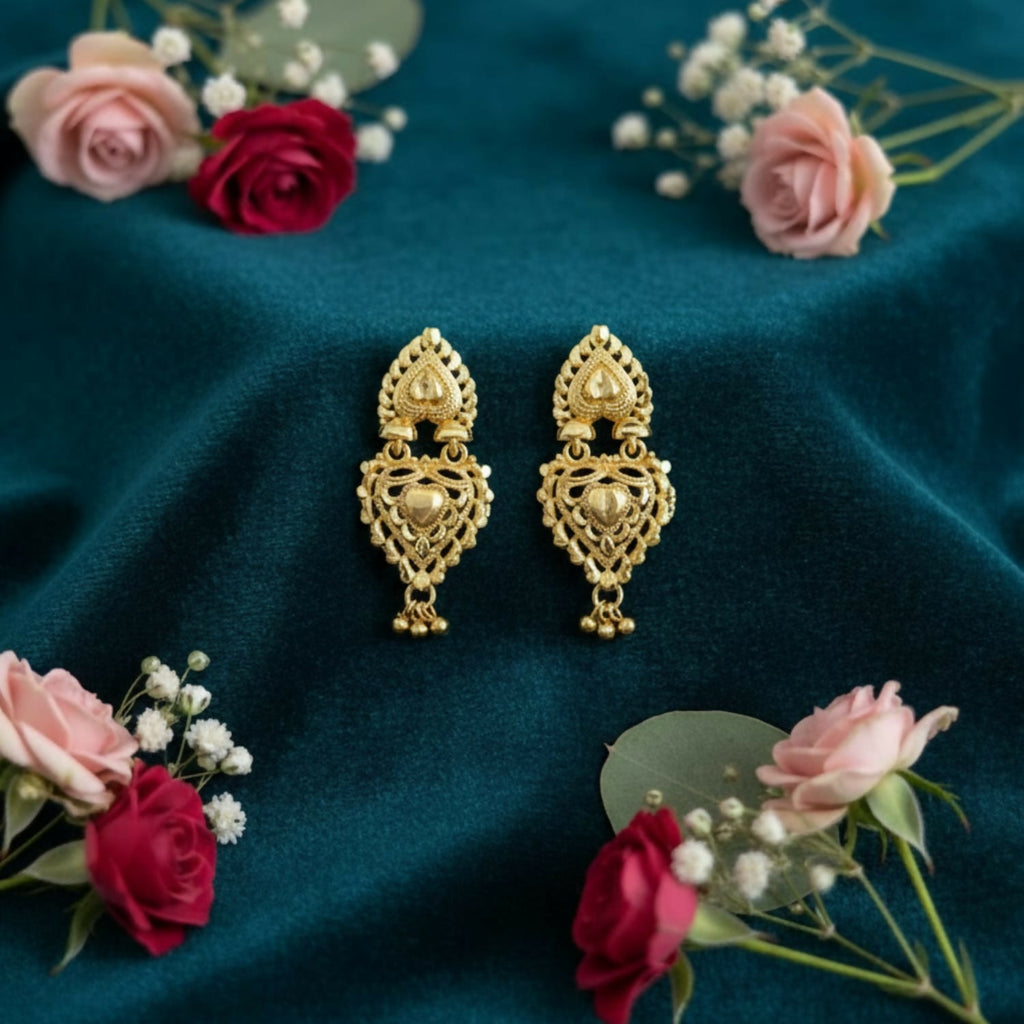 Golden Drop Jhumka Earrings – Elegant Ethnic Jewellery
