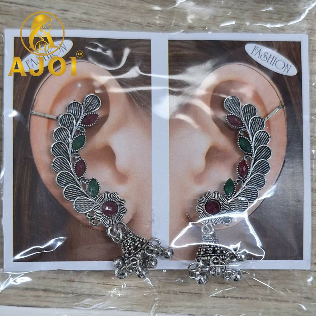 Gemstone Leaf Earrings – Royal Traditional Jhumka Design