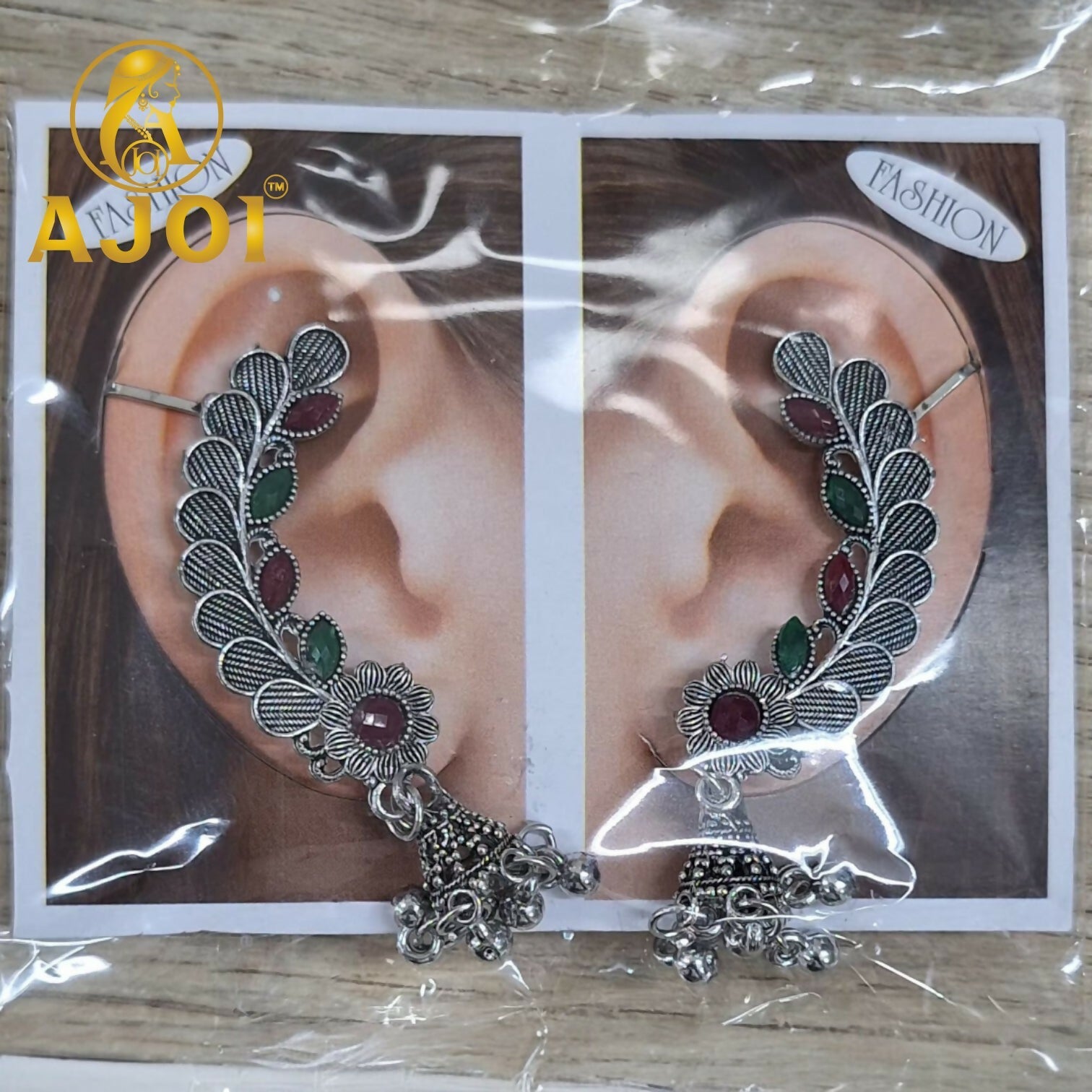 Gemstone Leaf Earrings – Royal Traditional Jhumka Design