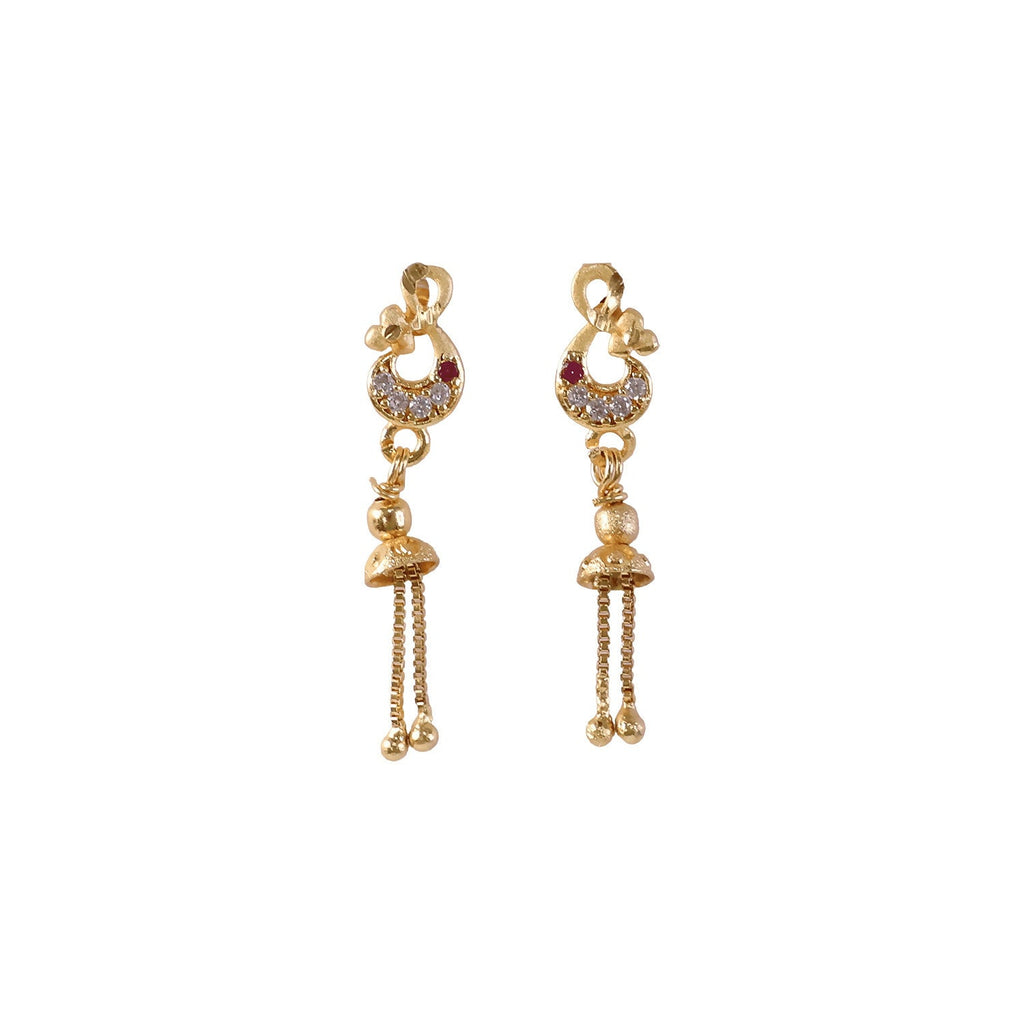 Gold-Plated Stone Studded Earrings – Elegant for Festivals & Weddings