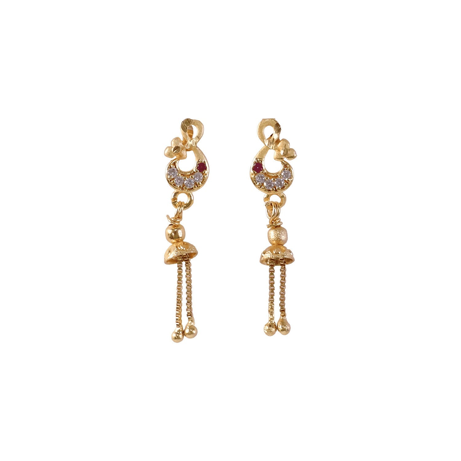 Gold-Plated Stone Studded Earrings – Elegant for Festivals & Weddings