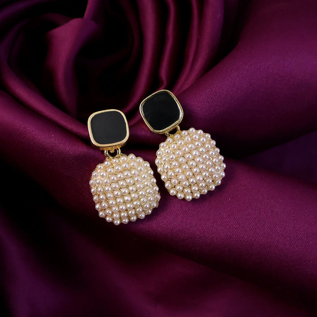 Black Pearl Drop Earrings – Elegant Statement Jewellery for Women