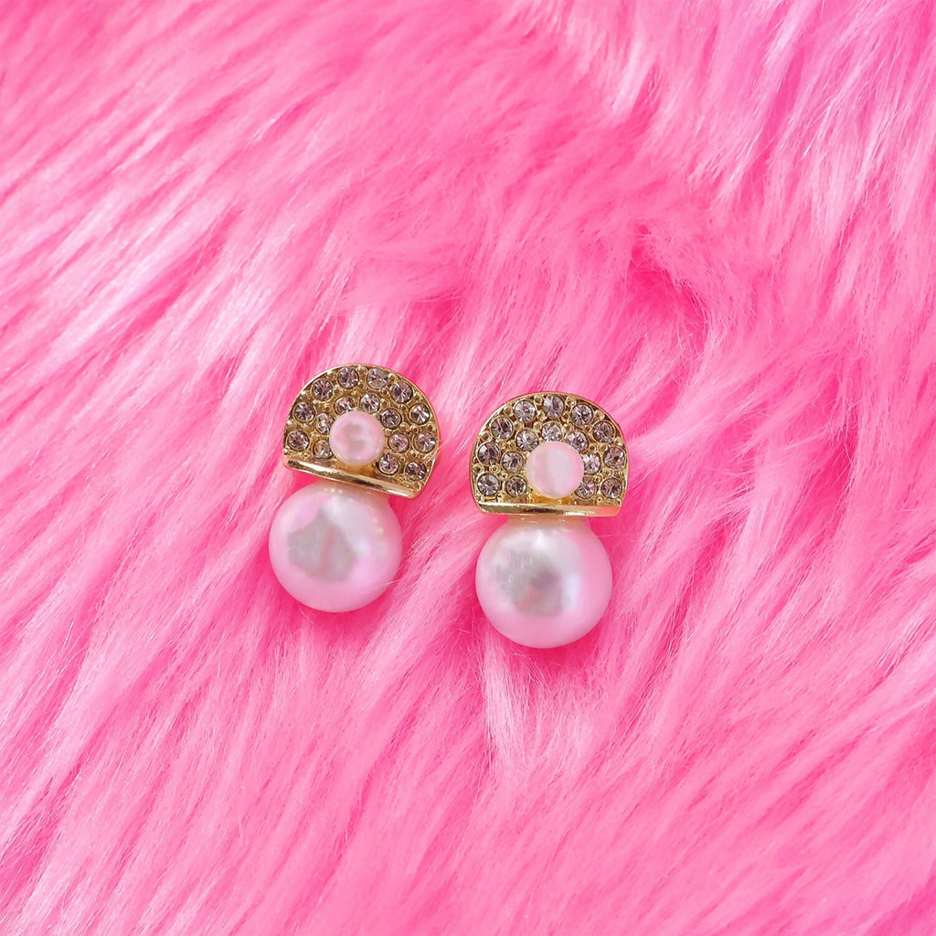 Crystal & Pearl Drop Earrings – Gold Plated Elegant Statement
