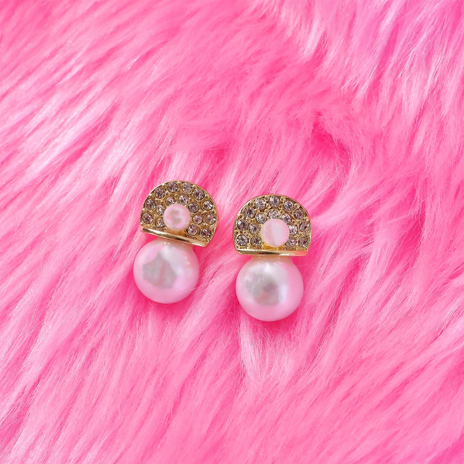 Crystal & Pearl Drop Earrings – Gold Plated Elegant Statement