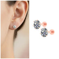 Solitaire Stud Earrings – Rose Plated Flat-Back Comfort