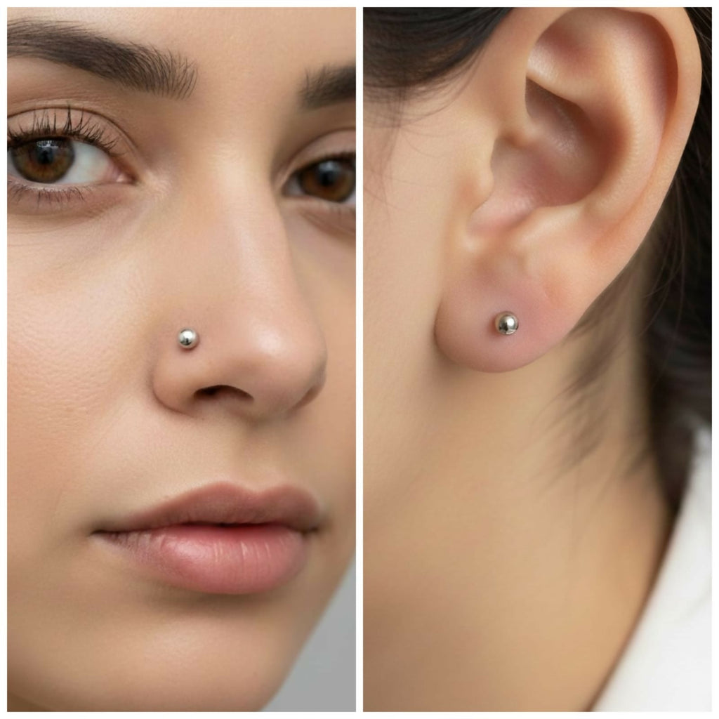 Titanium Ball Stud Earrings – Comfortable Flat Back Labret Piercing Combo