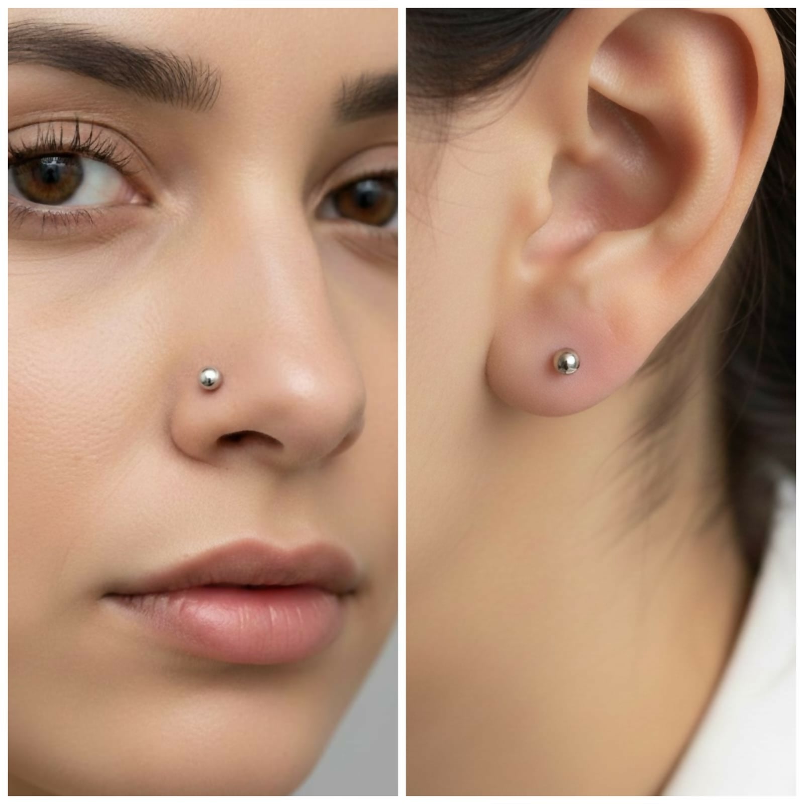 Titanium Ball Stud Earrings – Comfortable Flat Back Labret Piercing Combo