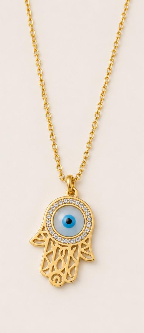 Evil Eye Hamsa Hand Pendant Necklace for Women