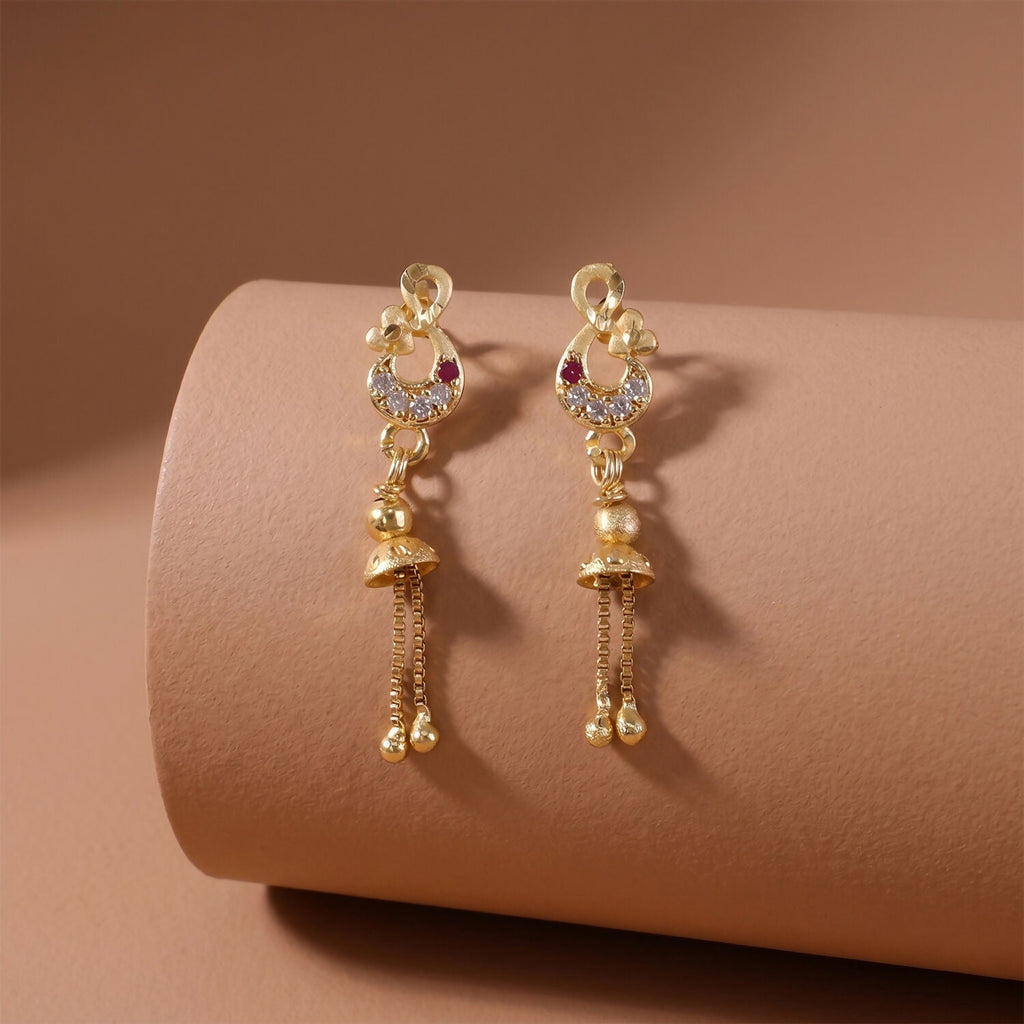 Gold-Plated Stone Studded Earrings – Elegant for Festivals & Weddings
