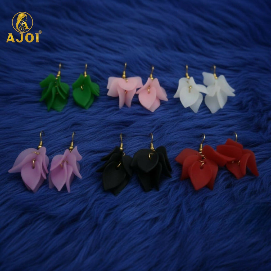 Floral Drop Earrings – Luxury Matte Finish Statement Pack of 6