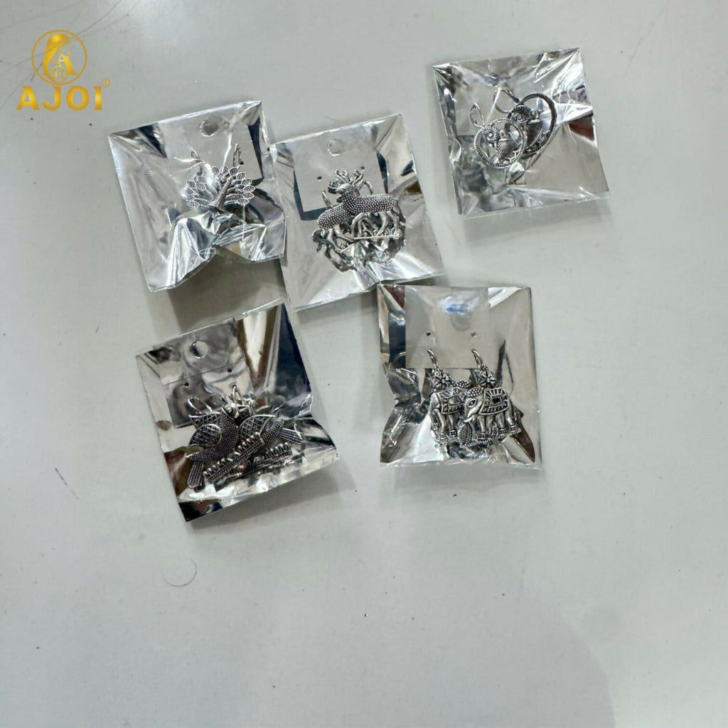 Oxidized Silver Earrings Combo – 5 Traditional Motif Pairs