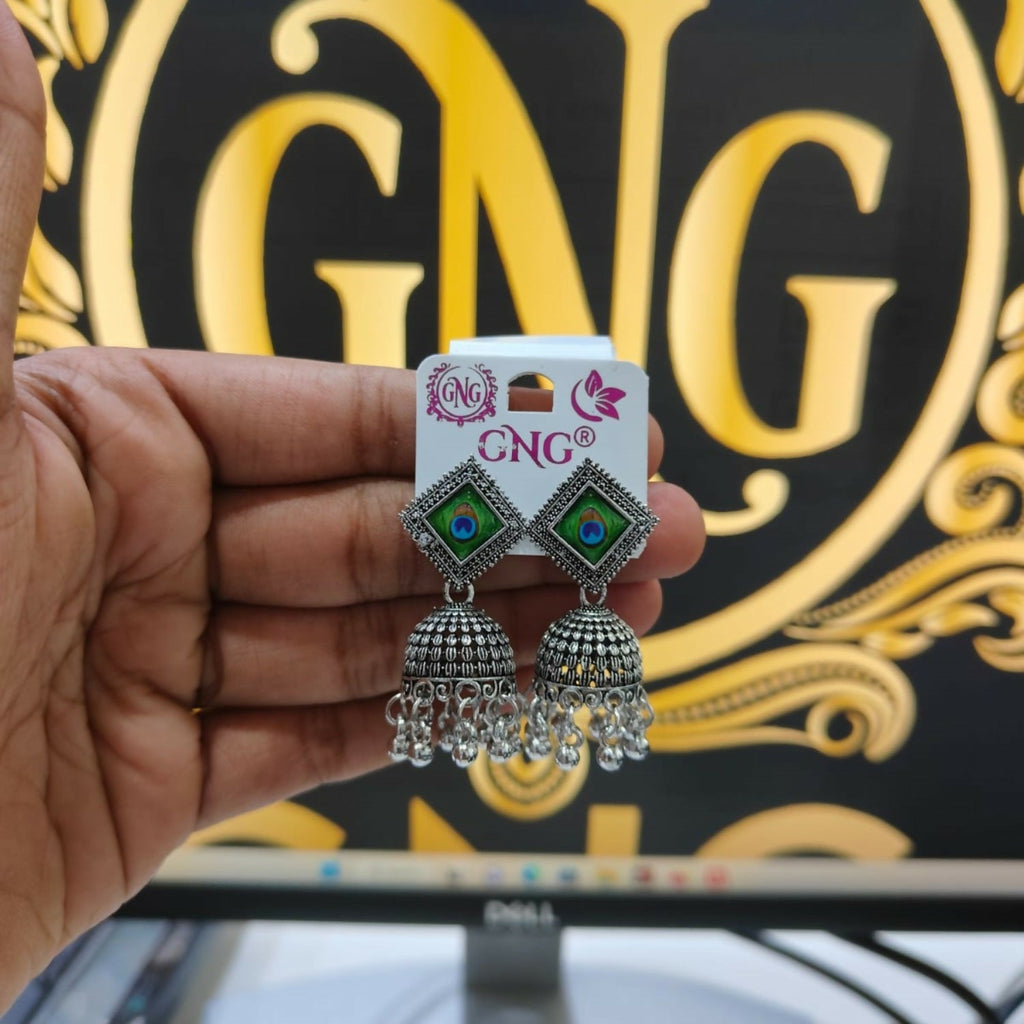 Oxidised Peacock Jhumka Earrings – Traditional Indian Jewellery