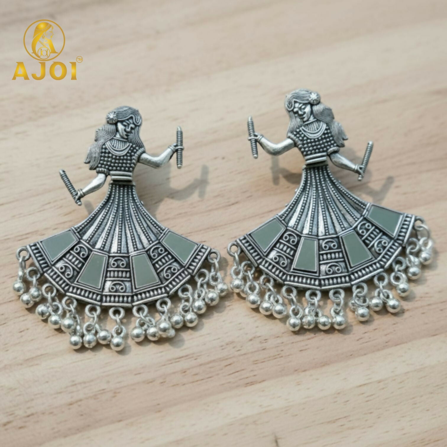 Tribal Dancer Earrings – Oxidized Silver with Ghungroo Beads