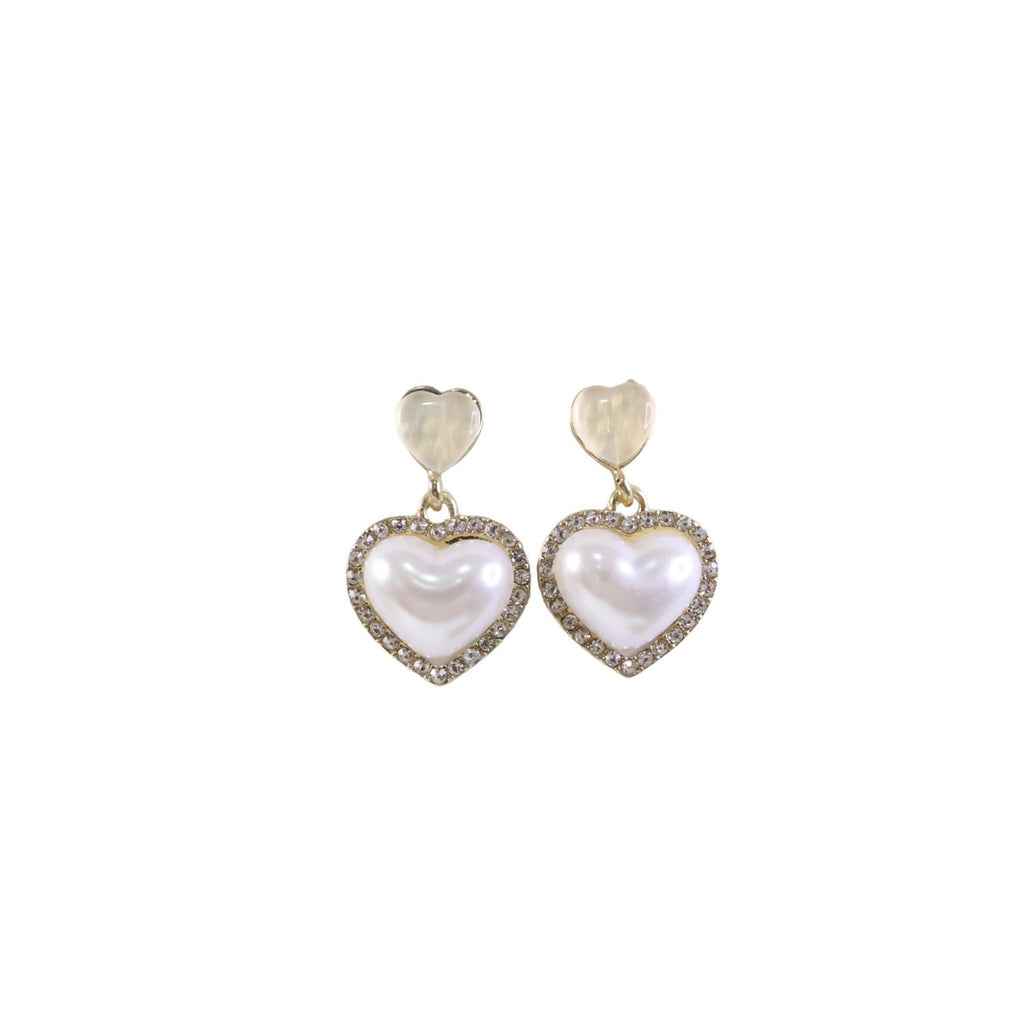 Heart Pearl Drop Earrings – Elegant Korean Style Jewelry