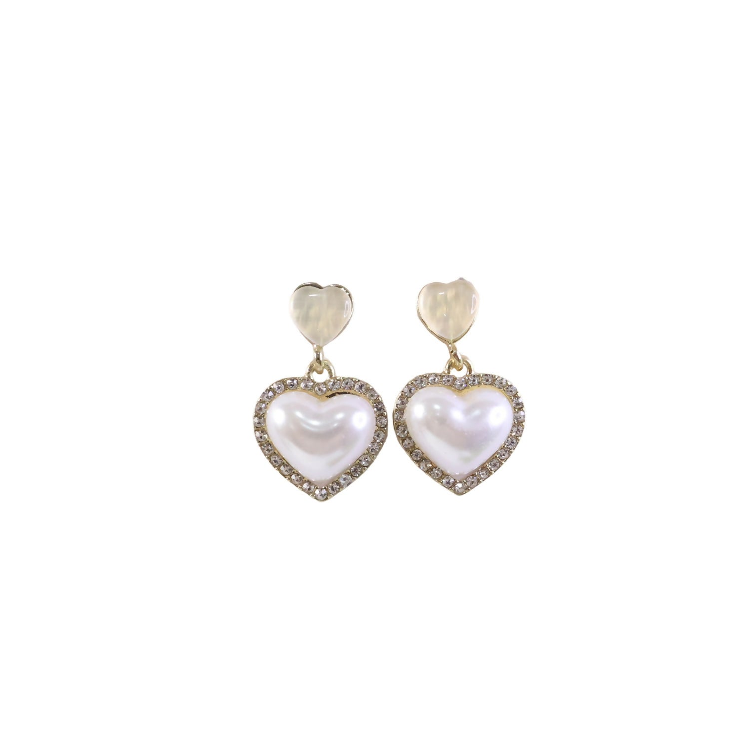 Heart Pearl Drop Earrings – Elegant Korean Style Jewelry