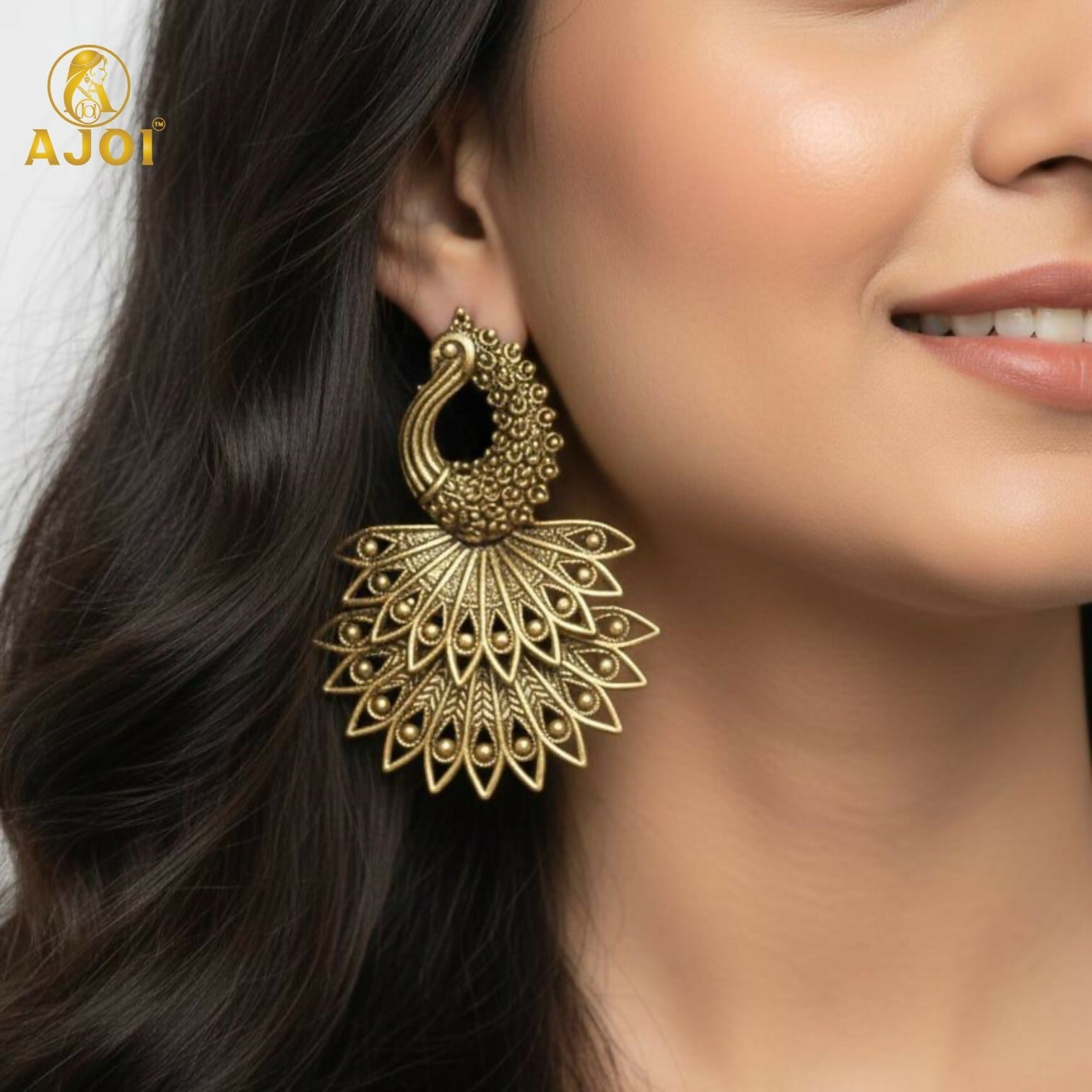 Peacock Antique Gold Earrings Combo – Traditional Ethnic Elegance