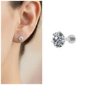 Silver Plated CZ Solitaire Stud Earrings – Comfortable Flat Back Design