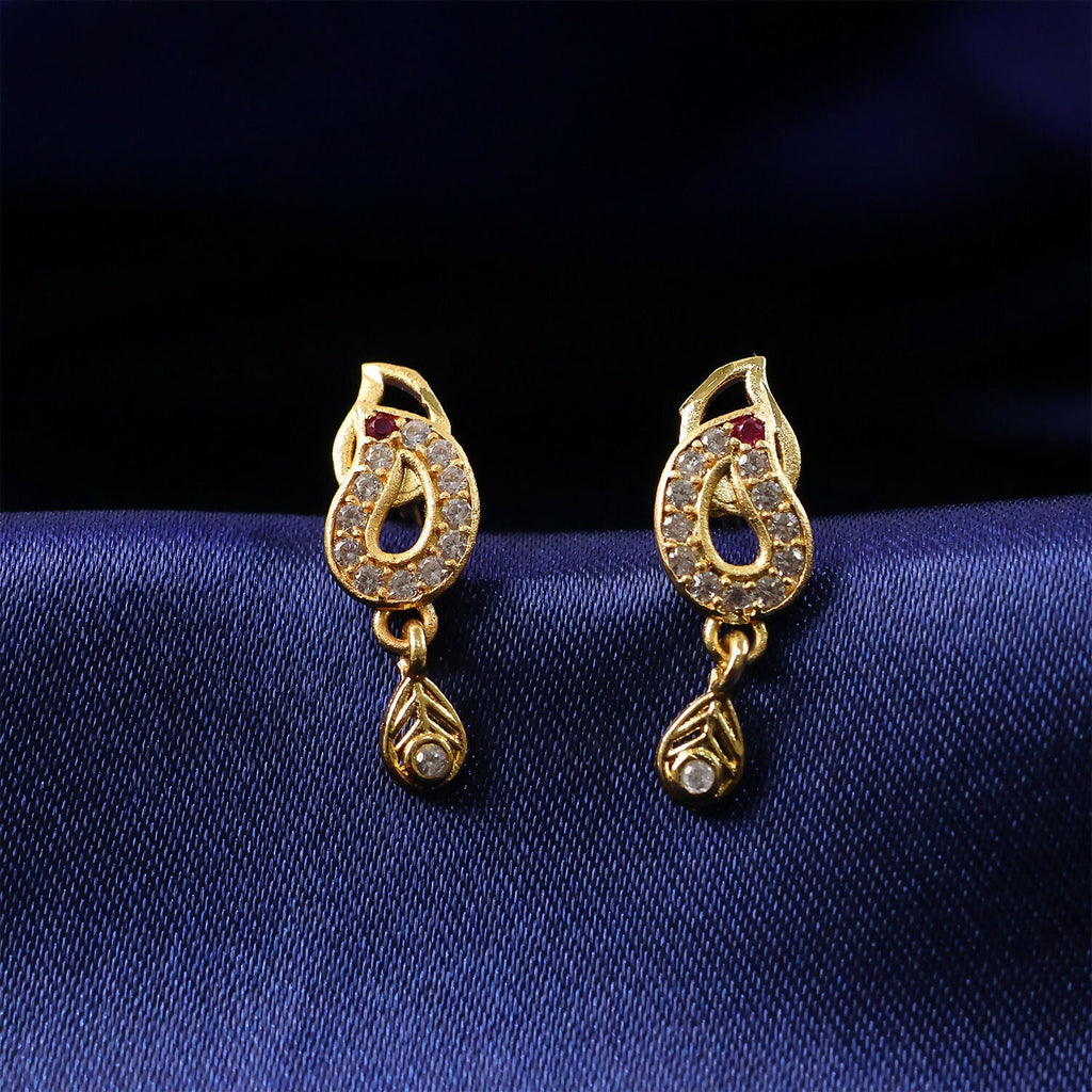 Paisley Gold-Tone Drop Earrings – Traditional Elegance with Ruby Accent