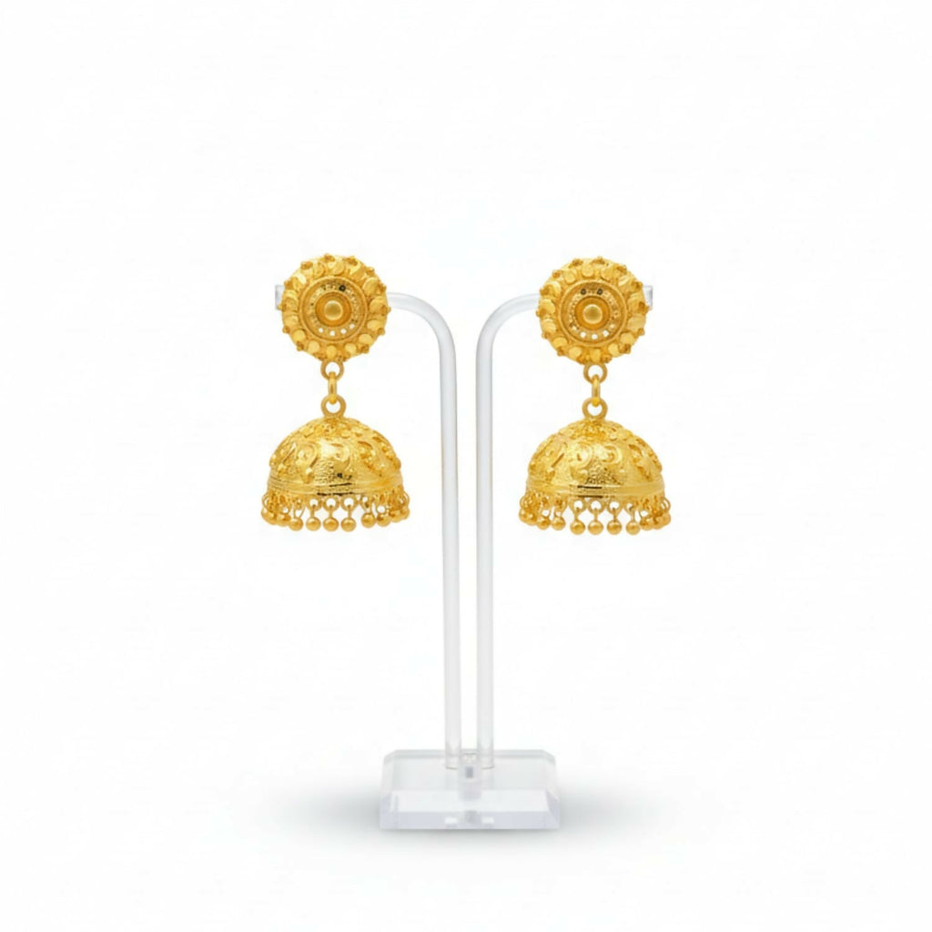 Golden Jhumka Earrings – Elegant Traditional Indian Jewellery